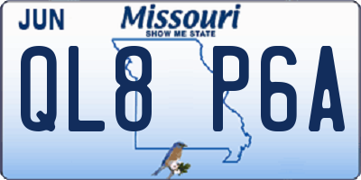 MO license plate QL8P6A