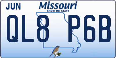 MO license plate QL8P6B