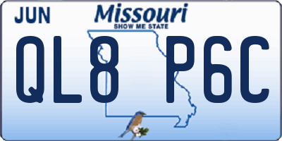MO license plate QL8P6C