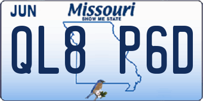 MO license plate QL8P6D