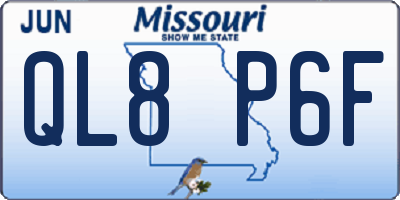 MO license plate QL8P6F