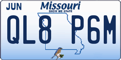 MO license plate QL8P6M