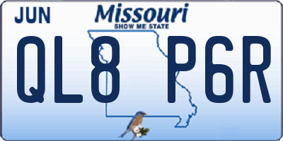 MO license plate QL8P6R