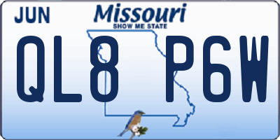 MO license plate QL8P6W
