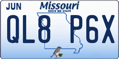 MO license plate QL8P6X