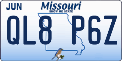 MO license plate QL8P6Z