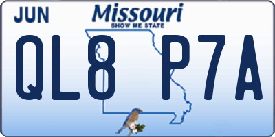 MO license plate QL8P7A