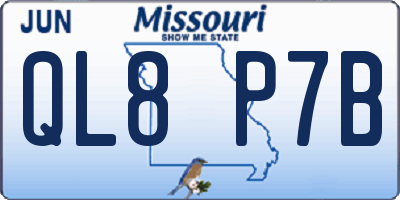 MO license plate QL8P7B