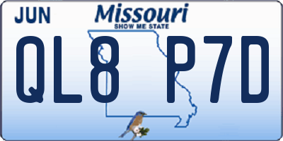MO license plate QL8P7D