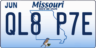 MO license plate QL8P7E