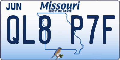 MO license plate QL8P7F