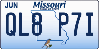 MO license plate QL8P7I