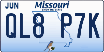 MO license plate QL8P7K