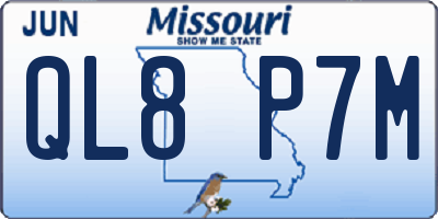 MO license plate QL8P7M