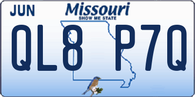 MO license plate QL8P7Q