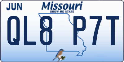 MO license plate QL8P7T