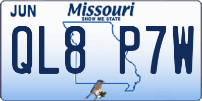 MO license plate QL8P7W
