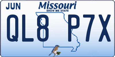 MO license plate QL8P7X