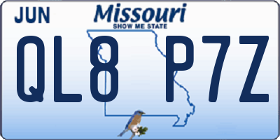 MO license plate QL8P7Z