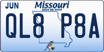 MO license plate QL8P8A