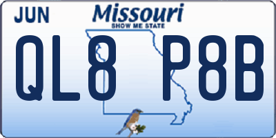 MO license plate QL8P8B