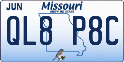 MO license plate QL8P8C