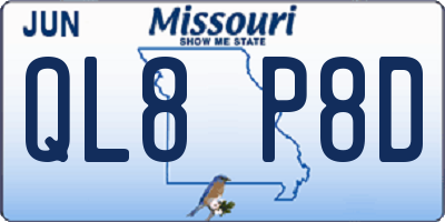MO license plate QL8P8D