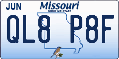 MO license plate QL8P8F