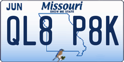 MO license plate QL8P8K