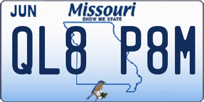 MO license plate QL8P8M
