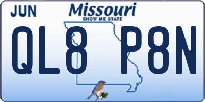 MO license plate QL8P8N