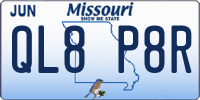 MO license plate QL8P8R