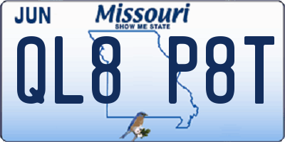 MO license plate QL8P8T