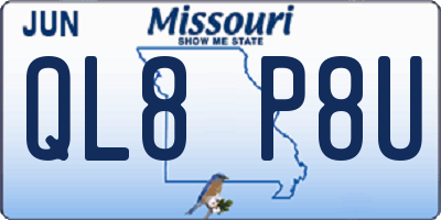 MO license plate QL8P8U