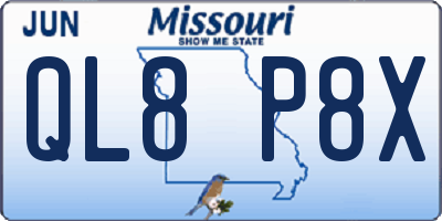 MO license plate QL8P8X