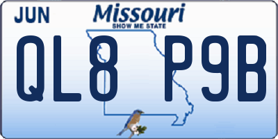 MO license plate QL8P9B