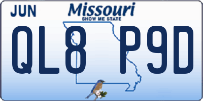 MO license plate QL8P9D