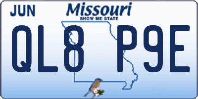 MO license plate QL8P9E