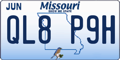 MO license plate QL8P9H