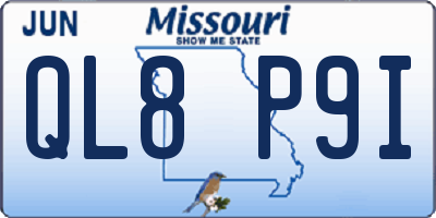 MO license plate QL8P9I