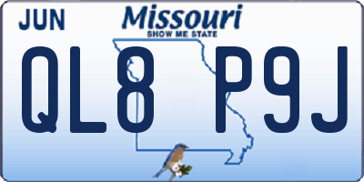 MO license plate QL8P9J