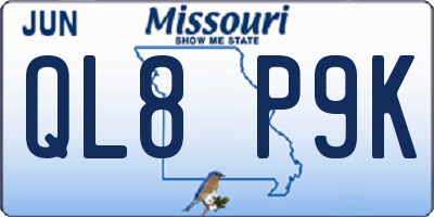 MO license plate QL8P9K