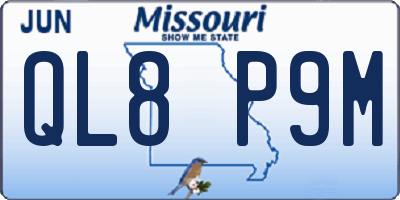 MO license plate QL8P9M