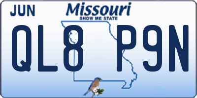 MO license plate QL8P9N