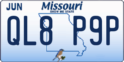 MO license plate QL8P9P