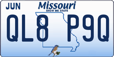 MO license plate QL8P9Q