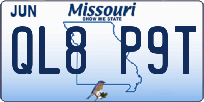 MO license plate QL8P9T