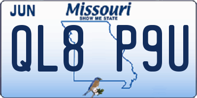 MO license plate QL8P9U