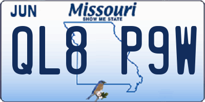 MO license plate QL8P9W