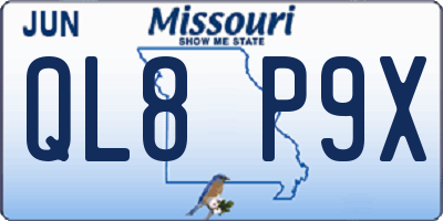 MO license plate QL8P9X